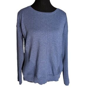 PEYTON PRIMROSE ANTHROPOLOGIE Blue Delicate Knit Sweater Zipper Ribbed Medium